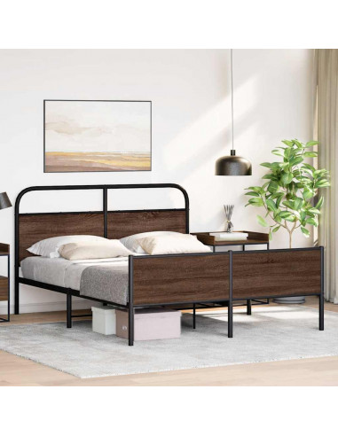 Giroletto senza Materaso in Metallo Rovere Marrone 160x200 cm