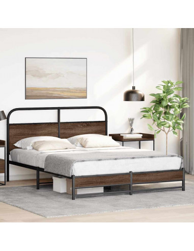 Giroletto senza Materaso in Metallo Rovere Marrone 160x200 cm