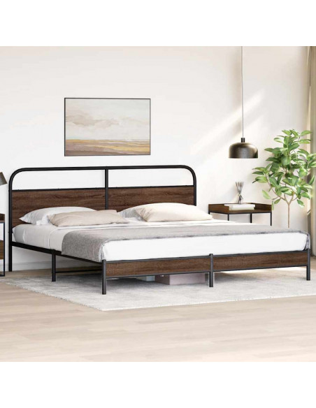 Giroletto senza Materaso in Metallo Rovere Marrone 180x200 cm