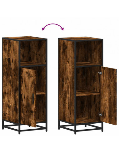 Armadietto Bagno Rovere Fumo 35x37,5x100 cm Legno Multistrato