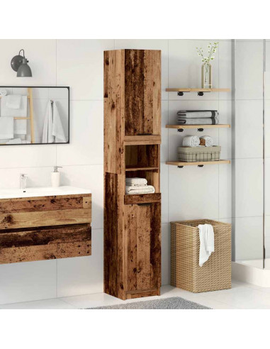 Armadietto Bagno Legno Antico 32x34x188,5 cm Legno Multistrato