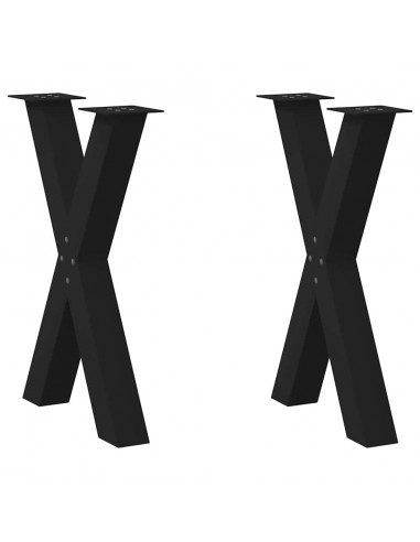 Gambe Tavolo Pranzo a Forma X 2 pz Nero 60x(72-73) cm Acciaio