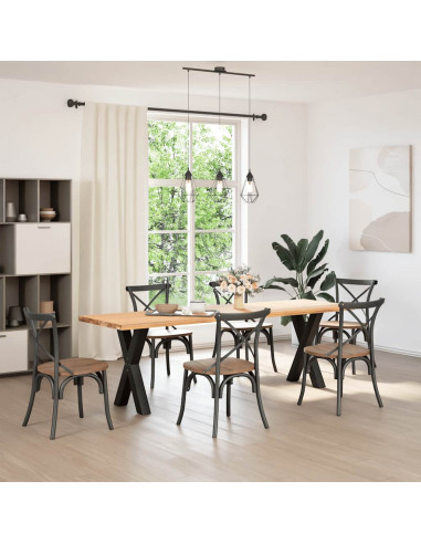 Gambe Tavolo Pranzo a Forma X 2 pz Nero 60x(72-73) cm Acciaio