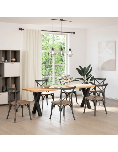 Gambe Tavolo Pranzo a Forma X 2 pz Nero 60x(72-73) cm Acciaio