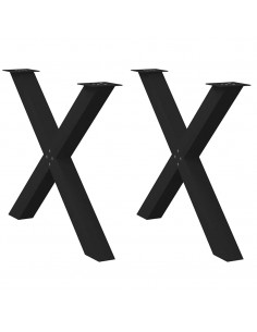 Gambe Tavolo Pranzo a Forma X 2 pz Nero 90x(72-73) cm Acciaio