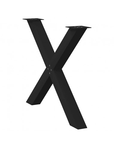 Gambe Tavolo Pranzo a Forma X 2 pz Nero 90x(72-73) cm Acciaio