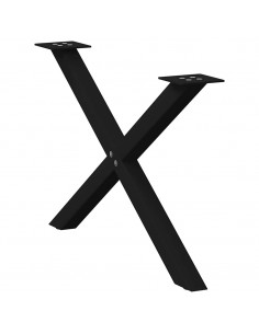 Gambe Tavolo Pranzo a Forma di X 2 pz Nero 70x(42-43)cm Acciaio