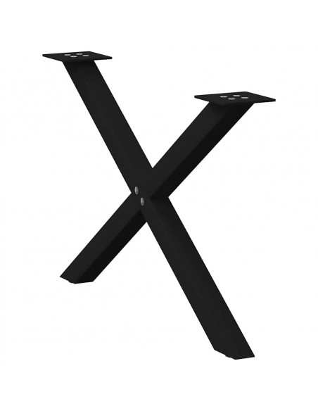 Gambe Tavolo Pranzo a Forma di X 2 pz Nero 70x(42-43)cm Acciaio