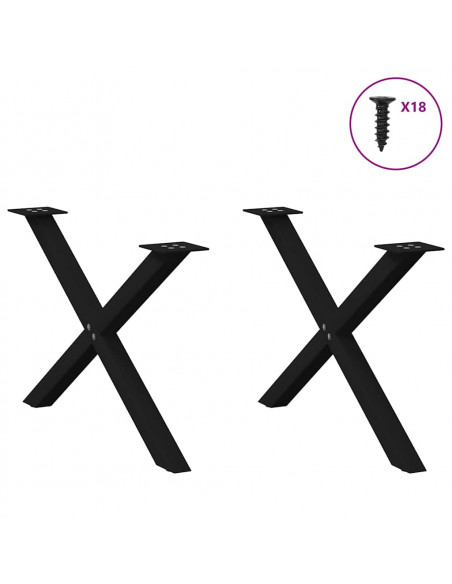 Gambe Tavolo Pranzo a Forma di X 2 pz Nero 70x(42-43)cm Acciaio