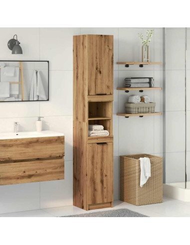 Armadietto da Bagno Rovere Artigianale 32x34x188,5cm Truciolato