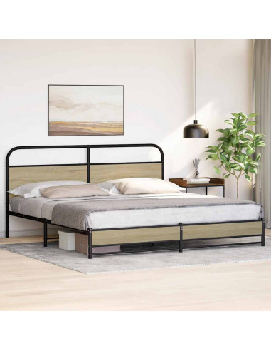 Giroletto senza Materaso in Metallo Rovere Sonoma 193x203 cm