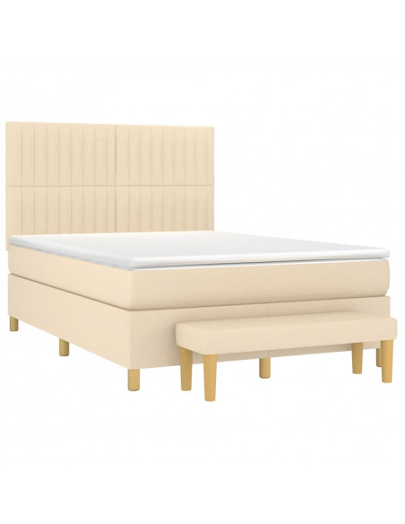 Giroletto a Molle con Materasso Crema 140x19 cm in Tessuto