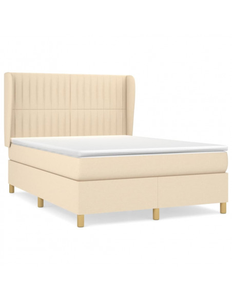 Giroletto a Molle con Materasso Crema 140x19 cm in Tessuto