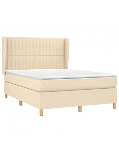 Giroletto a Molle con Materasso Crema 140x19 cm in Tessuto