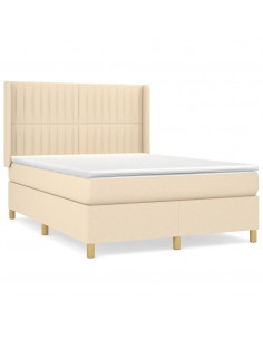 Giroletto a Molle con Materasso Crema 140x19 cm in Tessuto