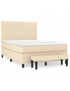 Giroletto a Molle con Materasso Crema 140x19 cm in Tessuto