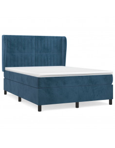 Giroletto a Molle con Materasso Blu Scuro 140x190 cm in Velluto