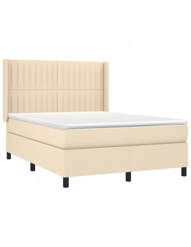 Giroletto a Molle con Materasso Crema 140x19 cm in Tessuto