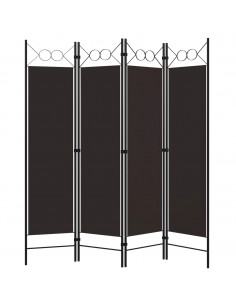 Paravento a 4 Pannelli Marrone 160x180 cm 2