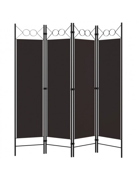 Paravento a 4 Pannelli Marrone 160x180 cm