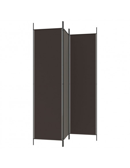 Divisorio a 3 Pannelli Marrone 150x200 cm in Tessuto