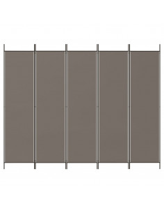 Divisorio a 5 Pannelli Antracite 250x200 cm Tessuto 2