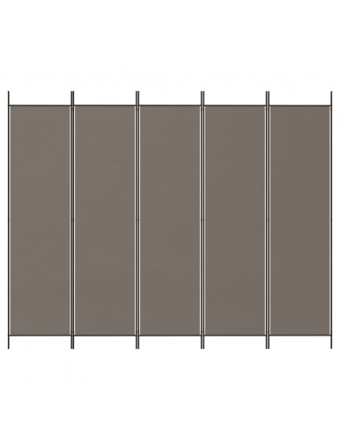 Divisorio a 5 Pannelli Antracite 250x200 cm Tessuto