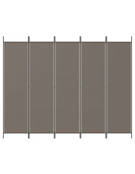 Divisorio a 5 Pannelli Antracite 250x200 cm Tessuto