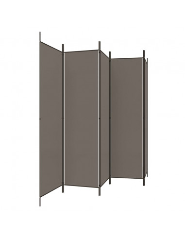 Divisorio a 5 Pannelli Antracite 250x200 cm Tessuto