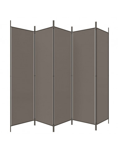 Divisorio a 5 Pannelli Antracite 250x200 cm Tessuto