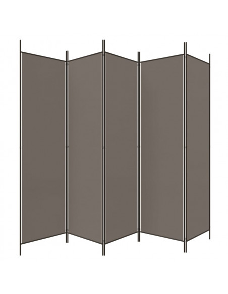Divisorio a 5 Pannelli Antracite 250x200 cm Tessuto
