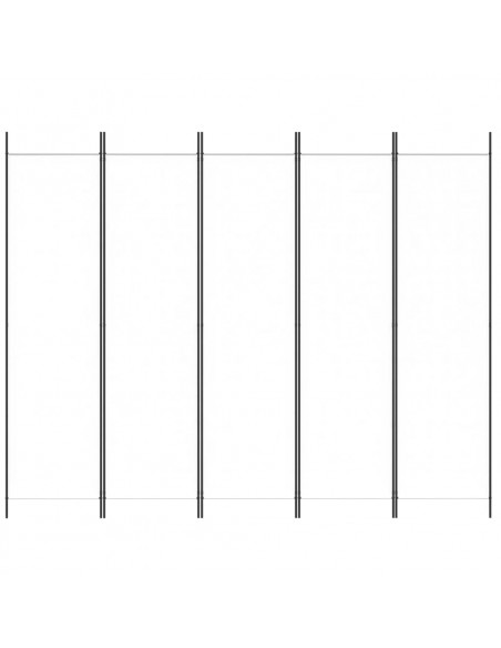 Divisorio a 5 Pannelli Bianco 250x200 cm Tessuto