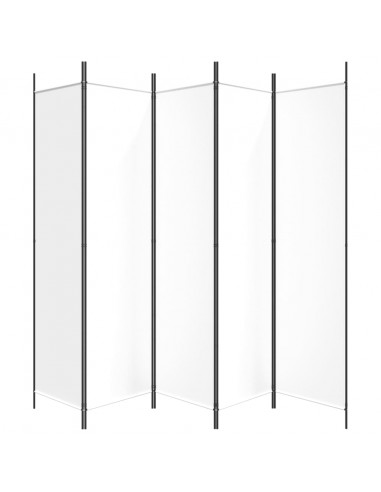 Divisorio a 5 Pannelli Bianco 250x200 cm Tessuto