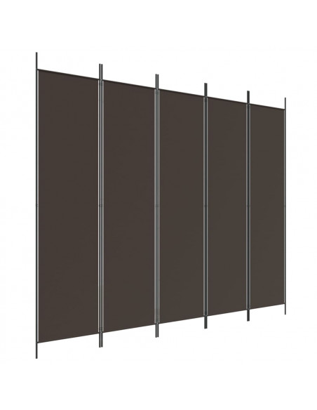 Divisorio a 5 Pannelli Marrone 250x200 cm in Tessuto