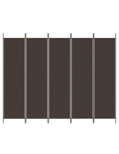 Divisorio a 5 Pannelli Marrone 250x200 cm in Tessuto