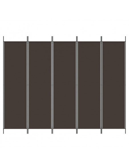 Divisorio a 5 Pannelli Marrone 250x200 cm in Tessuto