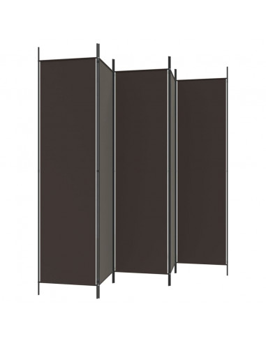 Divisorio a 5 Pannelli Marrone 250x200 cm in Tessuto