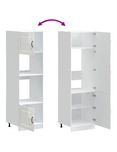 Armadi Forno 2 pz Lucca Bianchi Lucido in Legno Multistrato