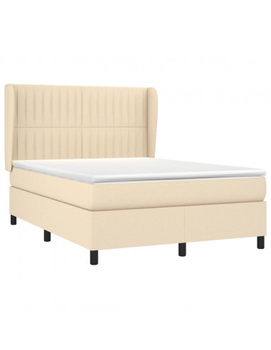 Giroletto a Molle con Materasso Crema 140x19 cm in Tessuto