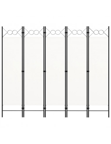 Paravento a 5 Pannelli Bianco 200x180 cm