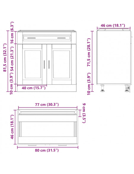 Base da Cucina Porto Rovere Fumo in Legno Multistrato