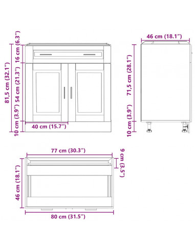 Base da Cucina Porto Grigio Cemento in Legno Multistrato