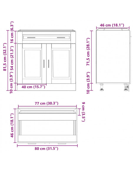 Base da Cucina Porto Bianco Lucido in Legno Multistrato