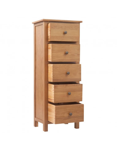 Cassettiera Alta 45x32x110 cm in Legno Massello di Rovere