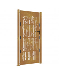 Cancello da Giardino 105x205 cm in Acciaio Corten Design Bambù