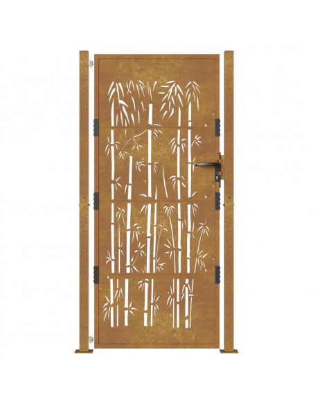 Cancello da Giardino 105x205 cm in Acciaio Corten Design Bambù