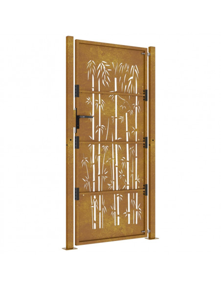 Cancello da Giardino 105x205 cm in Acciaio Corten Design Bambù