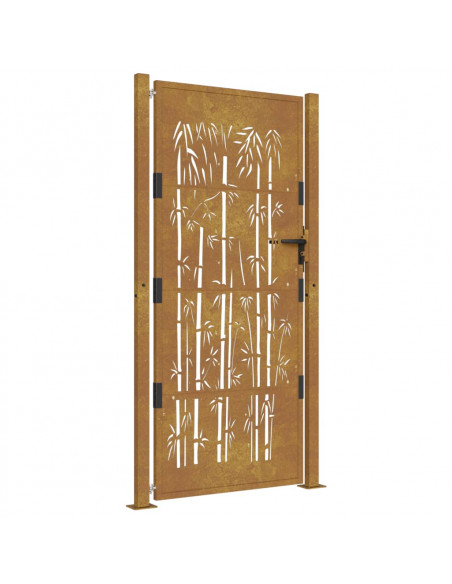 Cancello da Giardino 105x180 cm in Acciaio Corten Design Bambù