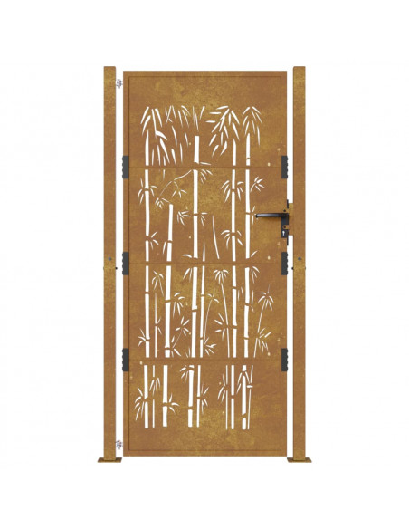 Cancello da Giardino 105x180 cm in Acciaio Corten Design Bambù