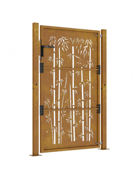Cancello da Giardino 105x155 cm in Acciaio Corten Design Bambù